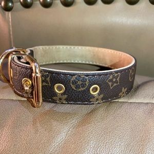 New leather PU luxury brown floral dog col…